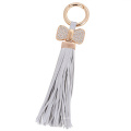 Promotional Gift crystal Cute butterfly Tassel Keyrings For Women Bag charm